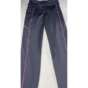 Dover Saddlery Riding Sport Grey Pink Stitch Knee Patch Leggings Women's M